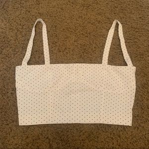 White polka dot crop top with zipper closure